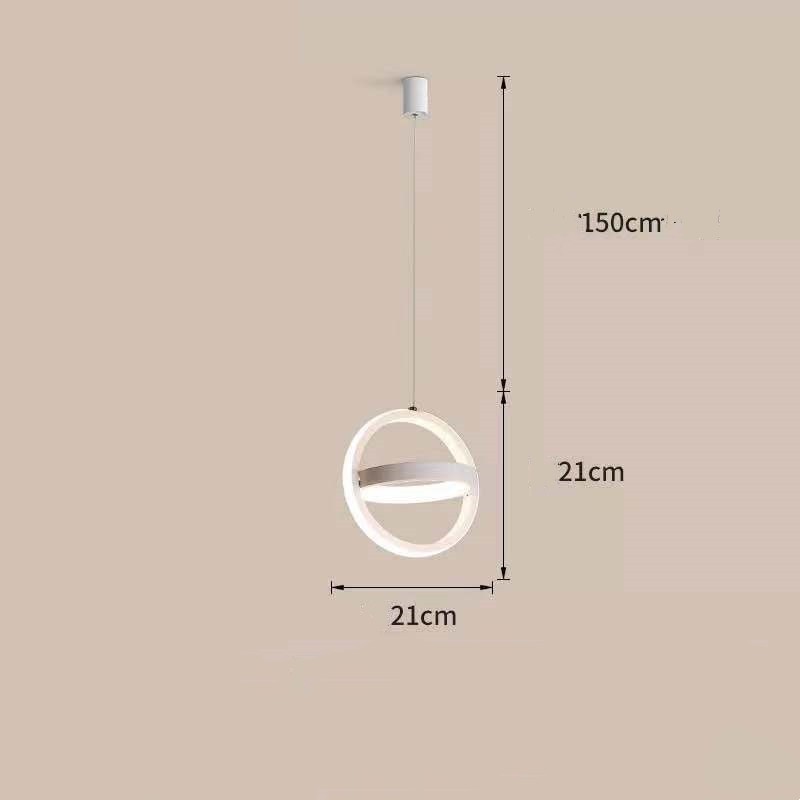 Bedside Chandelier Bedroom Dining Room Bar Long Line Single Head / Black circle / Three tone light