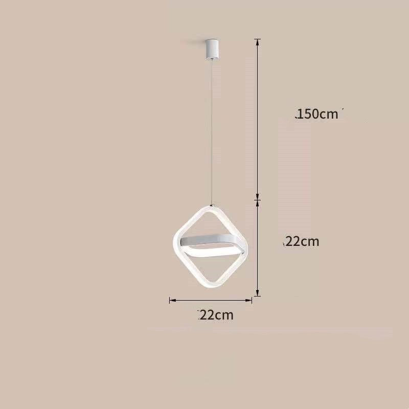 Bedside Chandelier Bedroom Dining Room Bar Long Line Single Head / White square / The white light