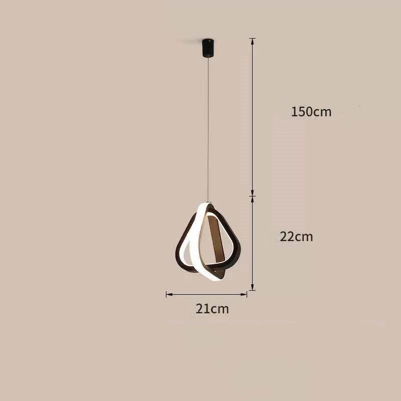 Bedside Chandelier Bedroom Dining Room Bar Long Line Single Head / Black square / Three tone light