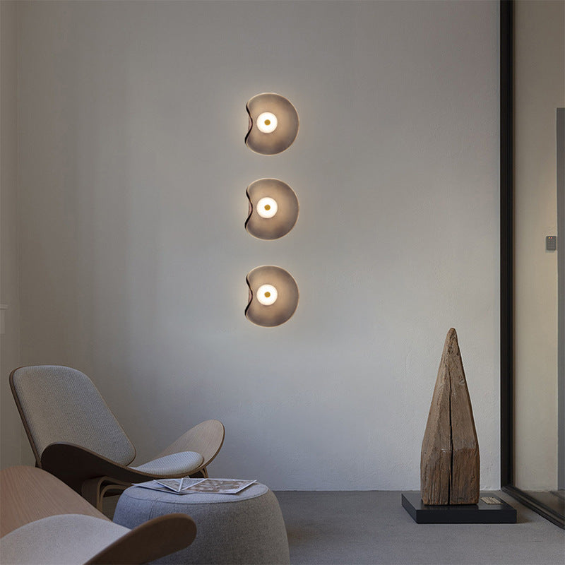 Irregular Glass Round Wall Lamp / Tricolor Light / Cognac Colors