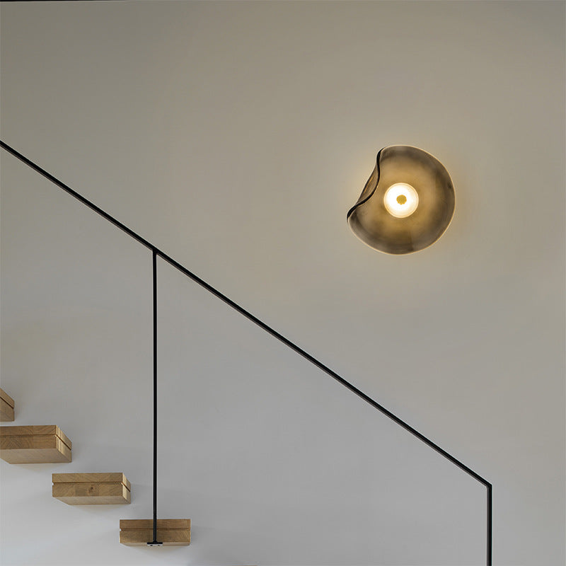 Bedside Decorations Round Background Irregular Glass Wall Lamp / Tricolor Light / Smoky Gray