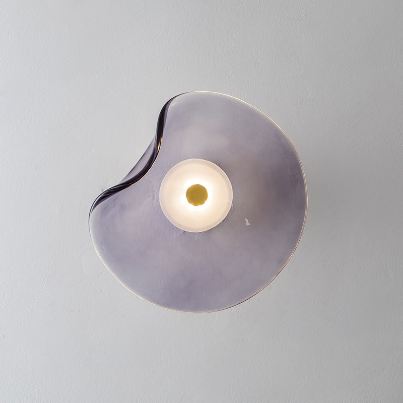 Bedside Decorations Round Background Irregular Glass Wall Lamp / Tricolor Light / Light Purple