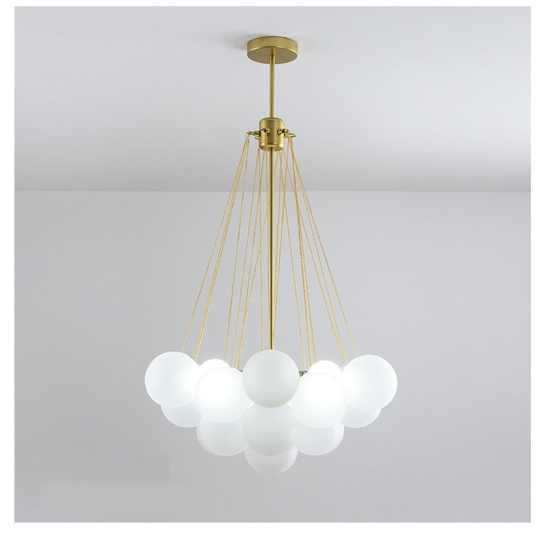 Creative Light Luxury Ball White Glass Bubble Post-modern Living Room Pendant Lamp / Large black / Without bulb