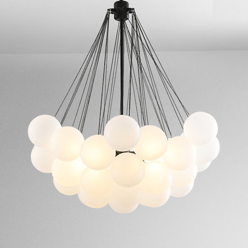 Creative Light Luxury Ball White Glass Bubble Post-modern Living Room Pendant Lamp / Large Gold / Without bulb