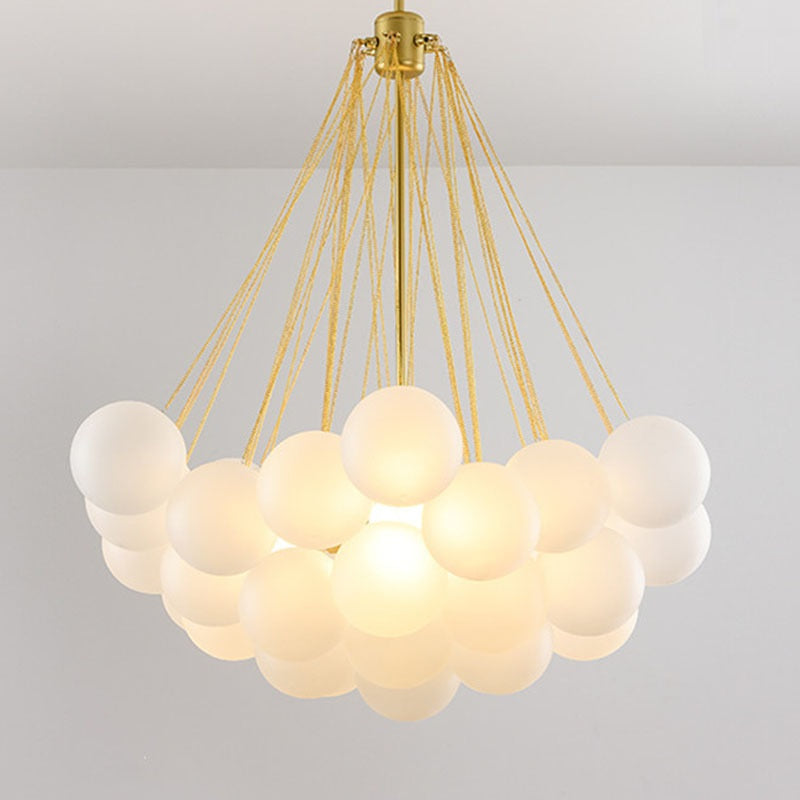 Creative Light Luxury Ball White Glass Bubble Post-modern Living Room Pendant Lamp / Small black / Without bulb