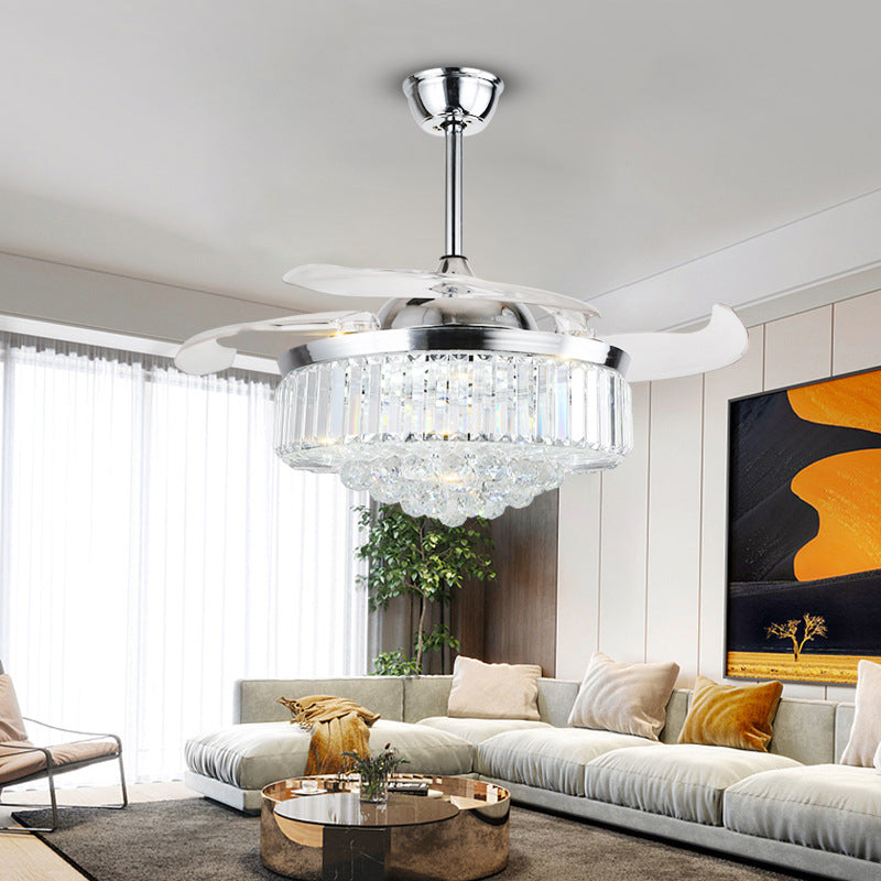 European Crystal Invisible Blade Ceiling Fan Light / 42inches golden
