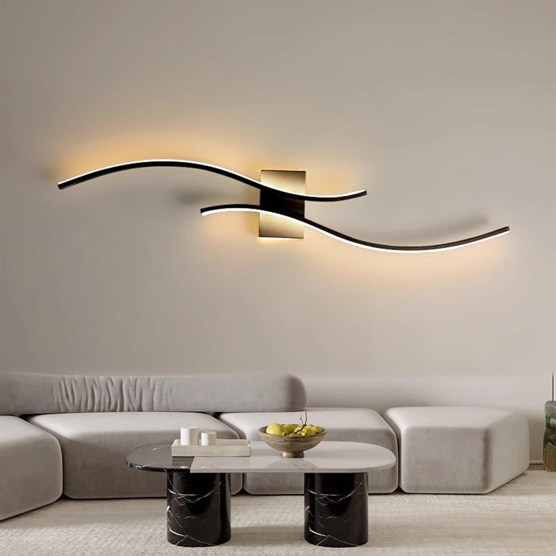 Long Minimalist LED Wall Sconce / White Light / Black / 60cm