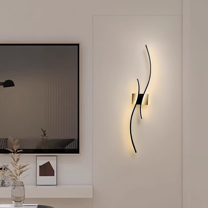 Long Minimalist Wall Sconce Bedroom Or Hallway / White Light / Black / 80cm