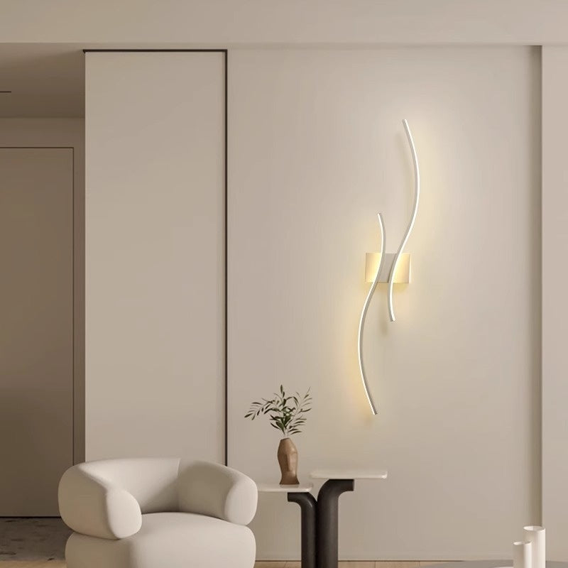 Long Minimalist Wall Sconce Bedroom Or Hallway / White Light / Black / 100cm