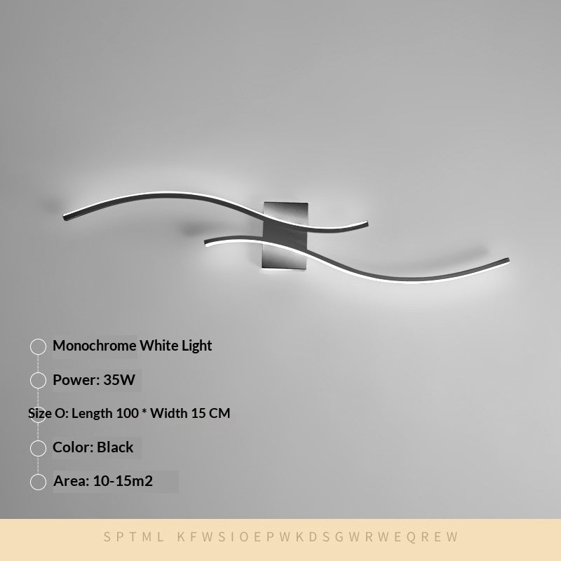 Long Minimalist Wall Sconce Bedroom Or Hallway / Warm Light / Black / 60cm