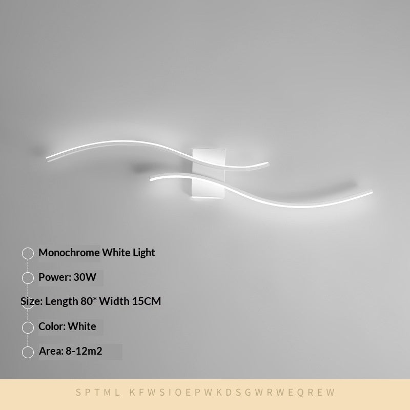 Long Minimalist Wall Sconce Bedroom Or Hallway / Warm Light / Black / 100cm