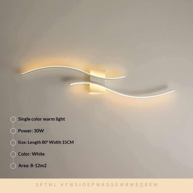 Long Minimalist Wall Sconce Bedroom Or Hallway / Tri color Light / Black / 100cm