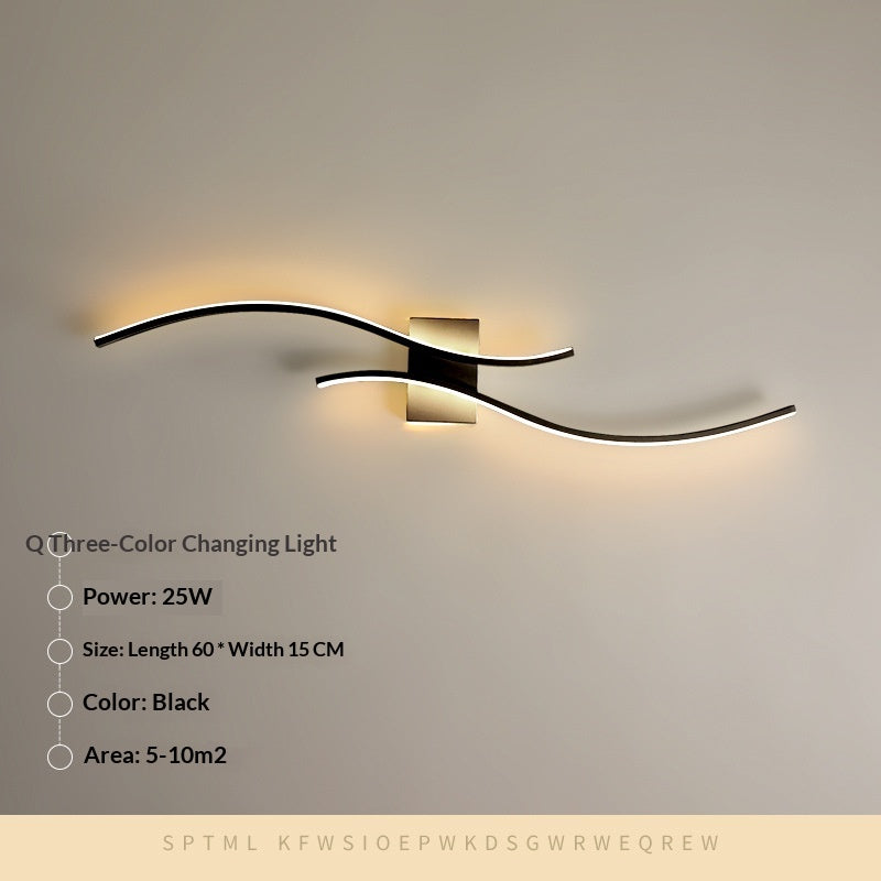 Long Minimalist Wall Sconce Bedroom Or Hallway / Tri color Light / White / 80cm