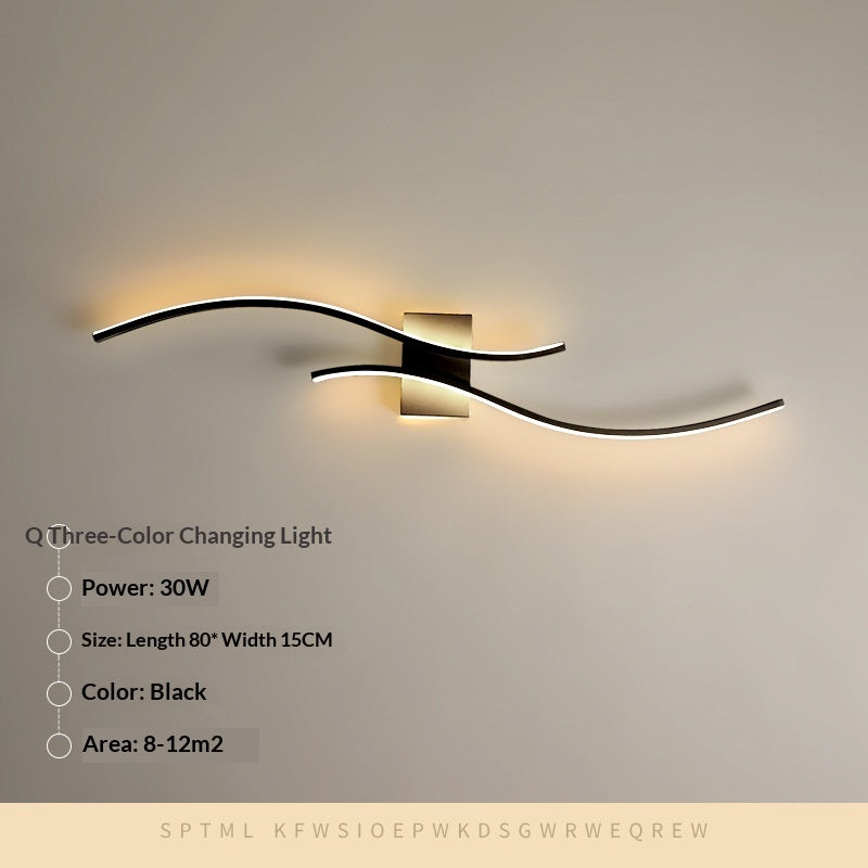 Long Minimalist Wall Sconce Bedroom Or Hallway / Tri color Light / White / 100cm
