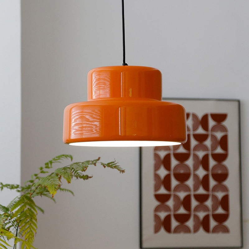 Mid-Century Orange Nordic Pendant Light / Neutral Light / Big Orange