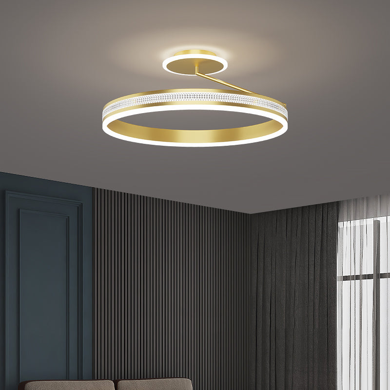 Modern Minimalist Round LED Ceiling Light / Black / Tricolor dimming / 50cm
