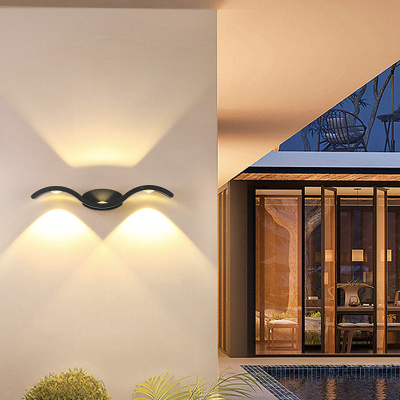 Modern Minimalist LED Outdoor Wall Lamp Creative Personality / Black shell / 9W 3000K