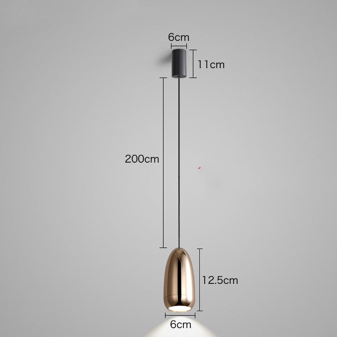 Net Celebrity Small Chandelier Led Creative Bullet Head Bedside Hanging Wire Lamp / Black / Tricolor light