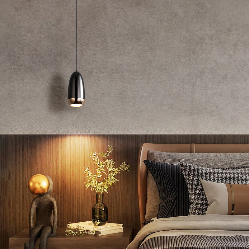Net Celebrity Small Chandelier Led Creative Bullet Head Bedside Hanging Wire Lamp / Black / warm light