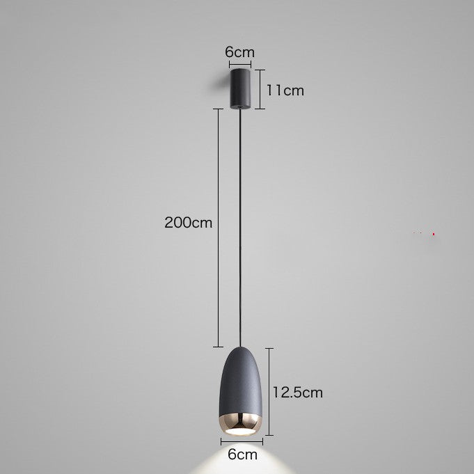 Net Celebrity Small Chandelier Led Creative Bullet Head Bedside Hanging Wire Lamp / Grey / Tricolor light