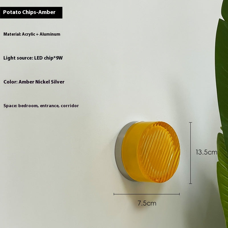 Nordic Bedroom Corridor Living Room Sofa Background Wall Grille Lamp / Dimple amber / Tricolor Light