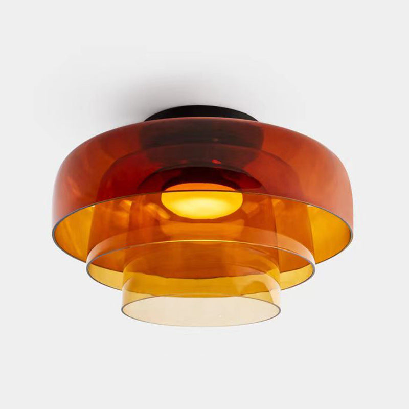 Nordic Retro Three-Tier Ceiling Light / Emerald Green 3 Layers