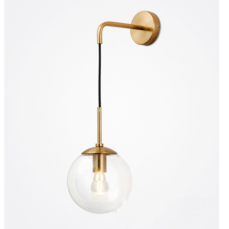 Nordic Glass Wall Lamp Living Room Bedroom Bedside Corridor Aisle / Gold Without Light Source / 150mm Smoky Gray Glass