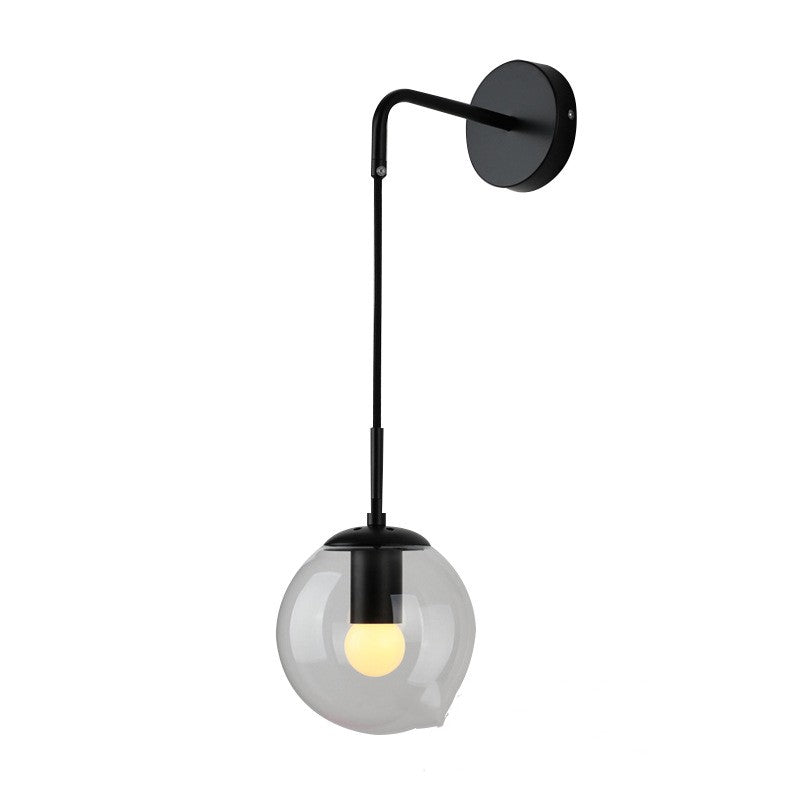 Nordic Glass Wall Lamp Living Room Bedroom Bedside Corridor Aisle / Gold Without Light Source / 150mm Amber Glass