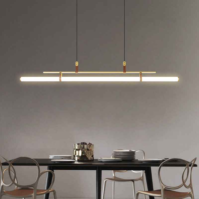 One Line Hanging Lamp For Restaurant Bar Counter / Black / 80cm / Tricolor dimming
