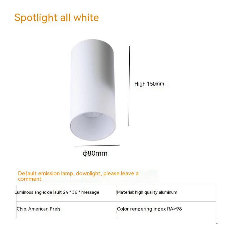 Thigh High Anti-glare Punch Free Ceiling Living Room Aisle Surface Mounted Spotlight / 10w Warm Light 3000k / All White