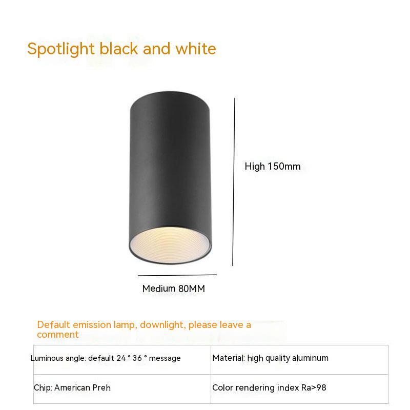 Thigh High Anti-glare Punch Free Ceiling Living Room Aisle Surface Mounted Spotlight / 7w Neutral Light 4000k / All White