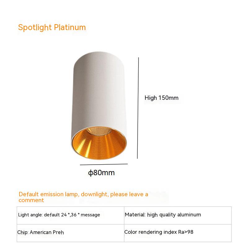 Thigh High Anti-glare Punch Free Ceiling Living Room Aisle Surface Mounted Spotlight / 10w Neutral Light 4000k / All White