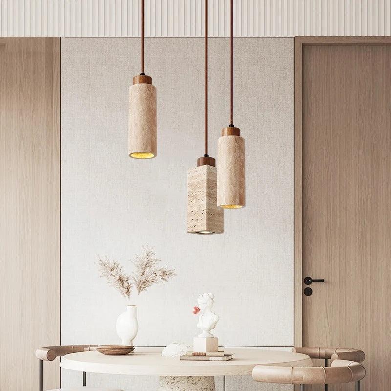 Cave Stone Solid Wood Bedside Pendant Light / Round Warm Light / LED Warm Light Wide Pressure
