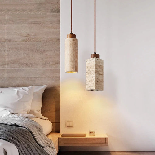 Yellow Cave Stone Silent Style Bedside Chandelier / Round Warm Light / LED White Light Wide Pressure