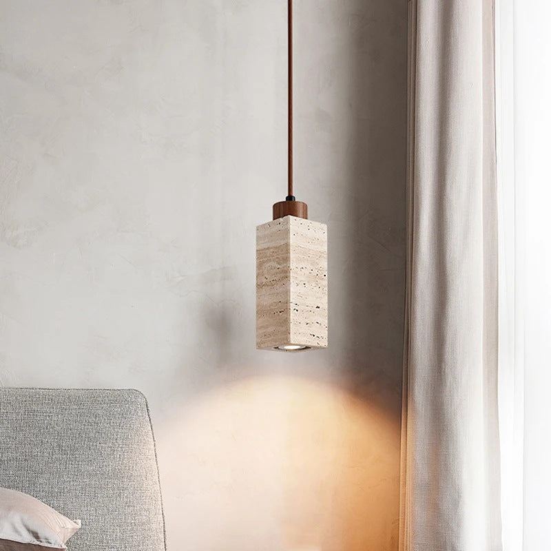 Yellow Cave Stone Silent Style Bedside Chandelier / Square Warm Light / LED Warm Light Wide Pressure